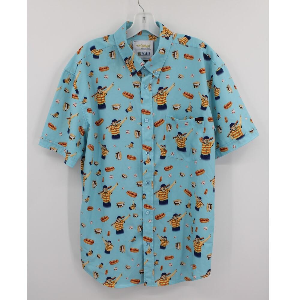 RSVLTS x The Sandlot Great Hambino Blue Short Sleeve Button Down Size Large